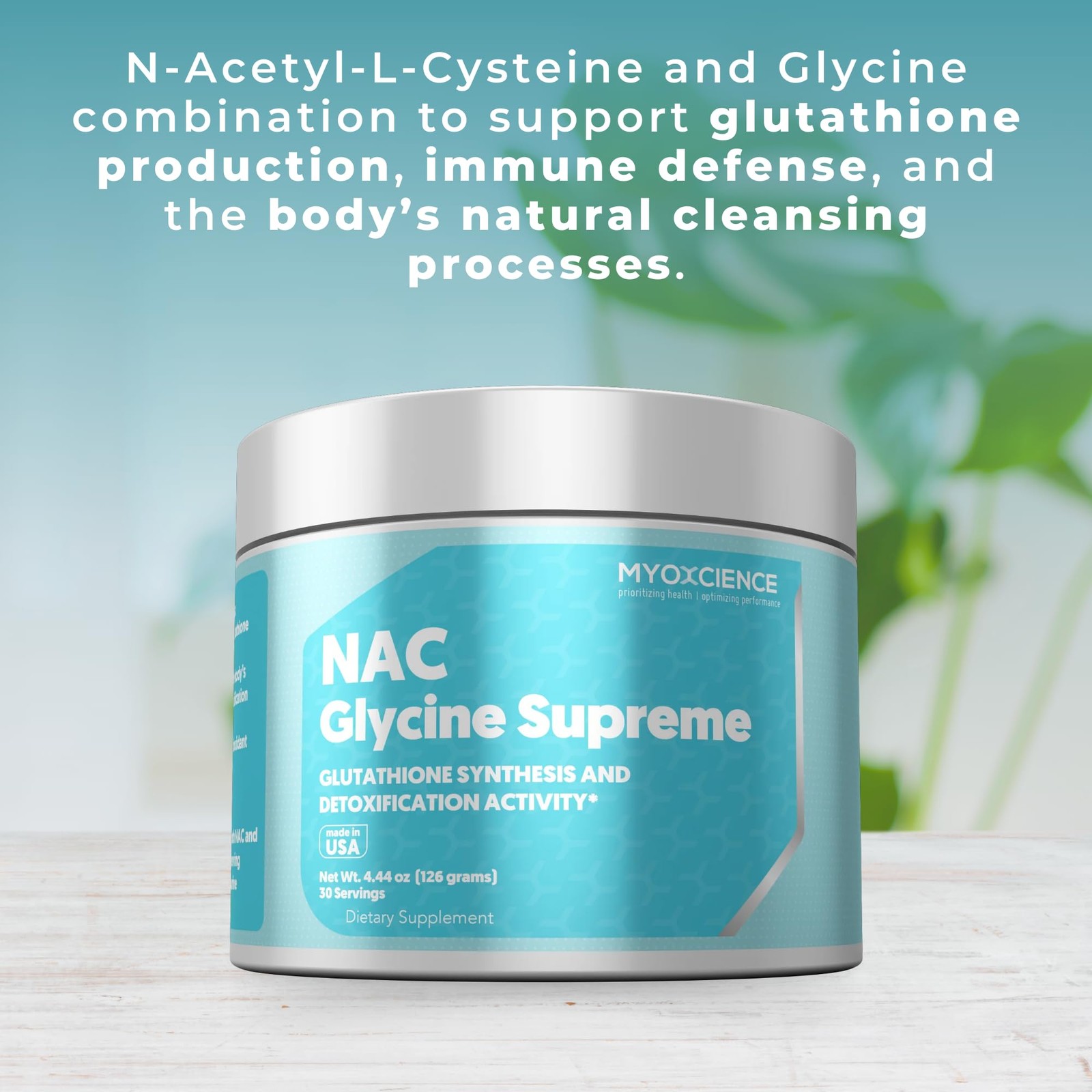 MYOXCIENCE NAC Glycine Supreme | N-Acetyl-L-Cysteine, 4.44 Ounce (Pack of 1)