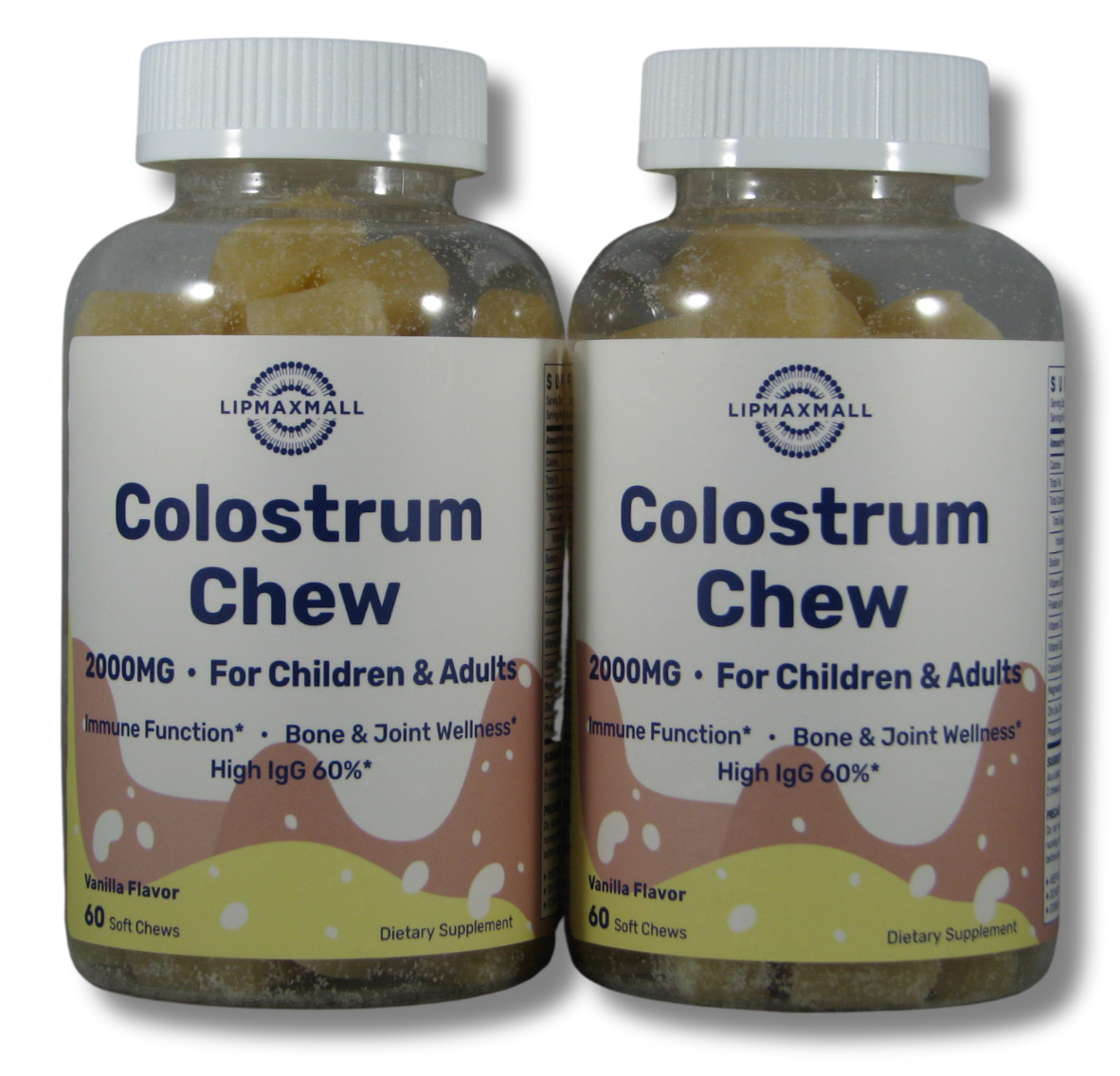 Lipmaxmall Bovine Colostrum Chews Supplement with 60% IgG 120 Soft Chews