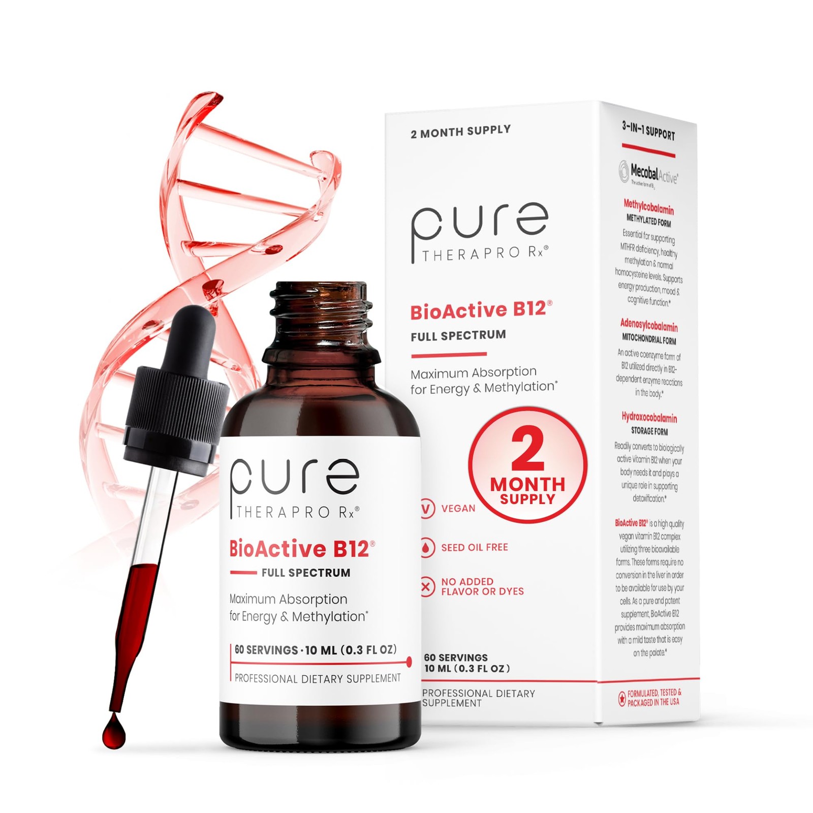 Pure Therapro Rx Vitamin B12 Supplement for Men & 0.34 Fl Oz (Pack of 1)