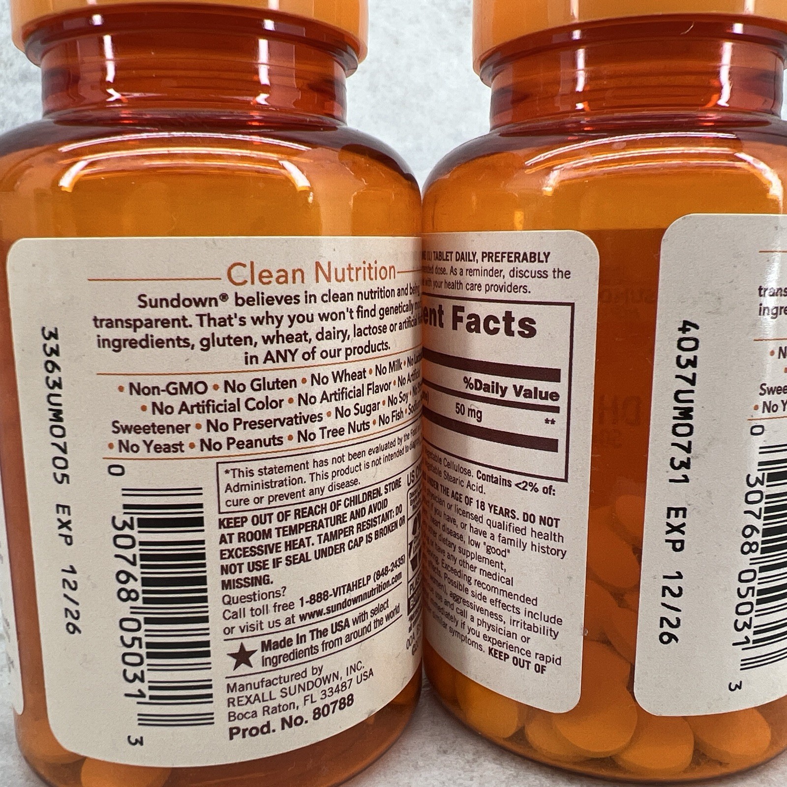 Lot Of 2! Sundown Dhea 50mg Dietary Supplement 60 Tablets Each Bottle 12/2026