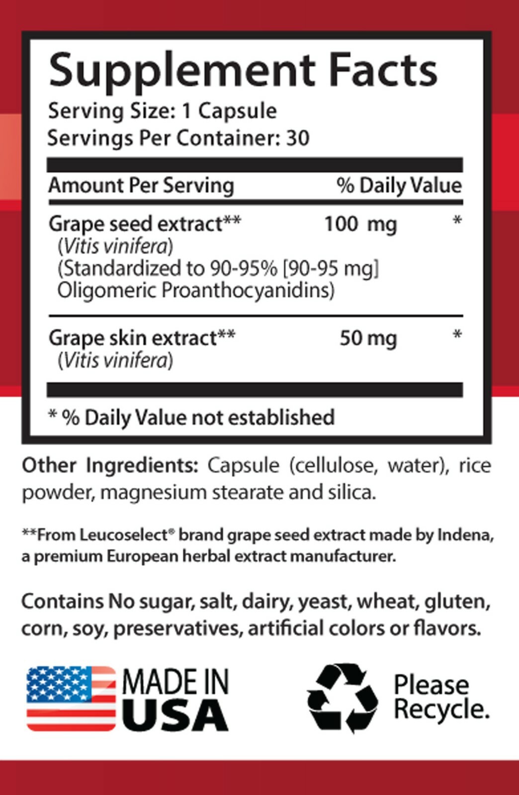 antioxidant supplement – Grape Seed Extract 150mg – heart health vitamins 1B