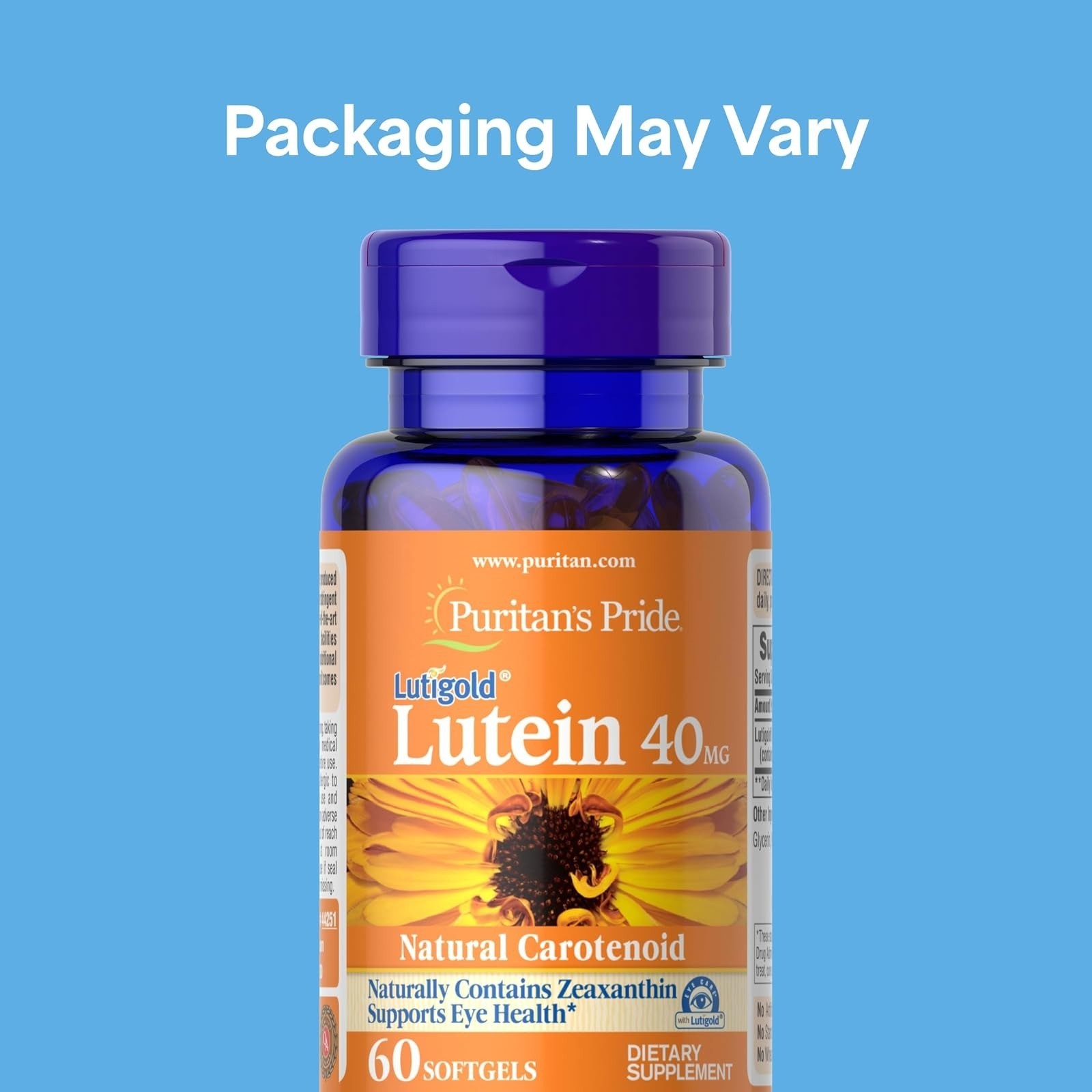 Puritan’s Pride Lutigold Lutein 40mg with Zeaxanthin 60 Softgels Eye Health