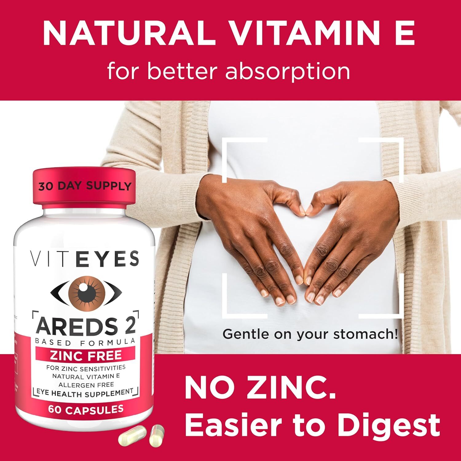 Viteyes AREDS 2 Zinc Free Macular Support, Natural 60 Count (Pack of 1)