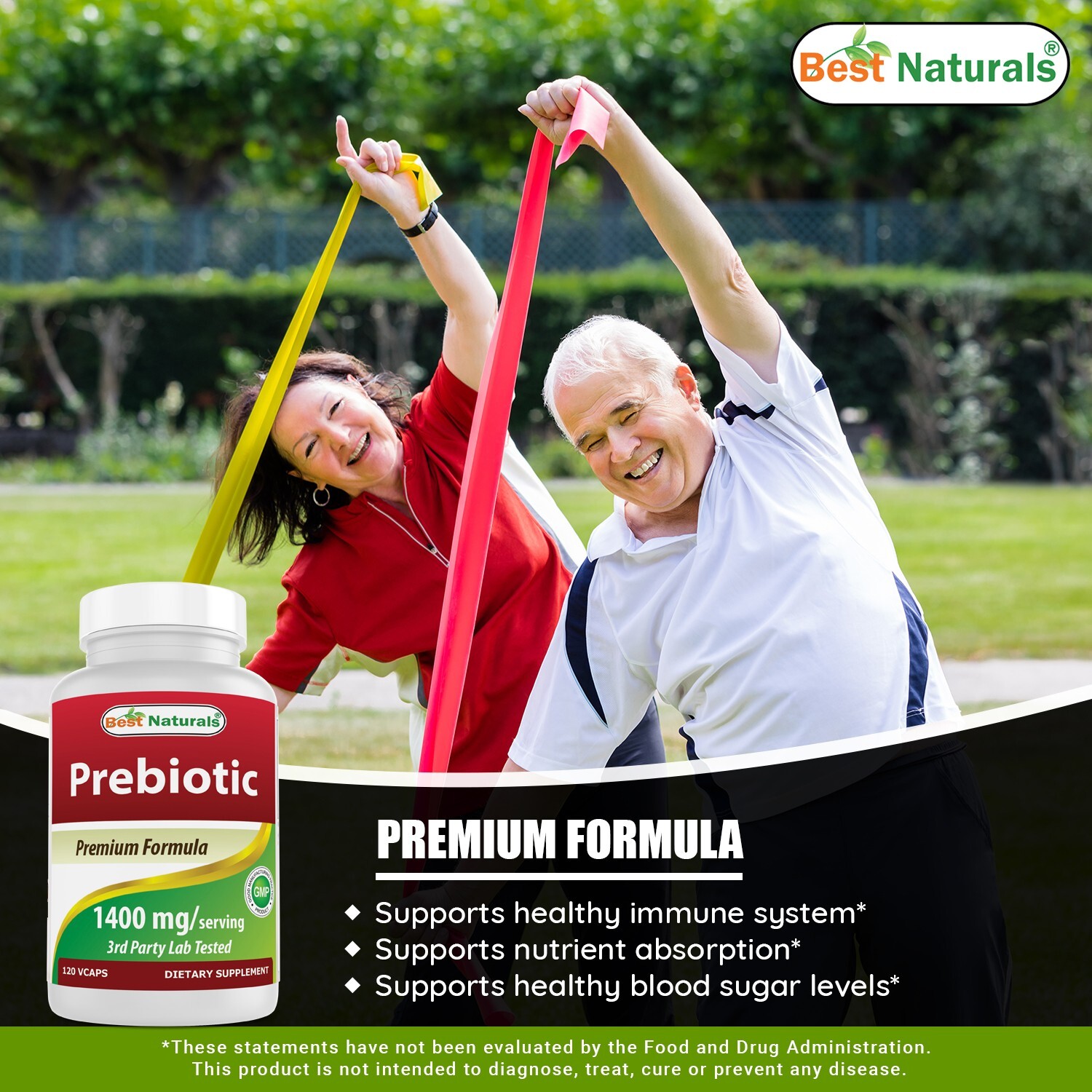 Best Naturals Prebiotics Fiber XOS 1400mg/ Serving 120 Vegetarian Capsules