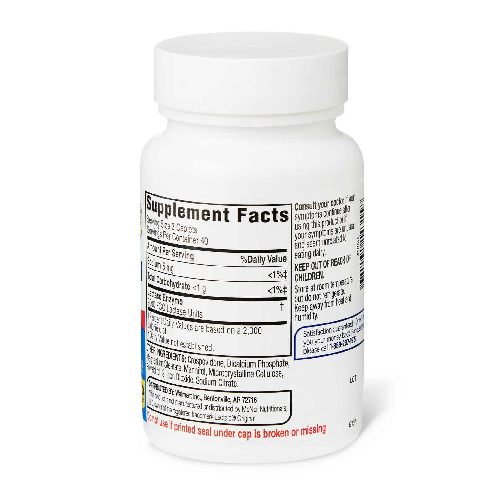 Equate Original Dairy Relief Lactase Enzyme Supplement Caplets 120-COUNT