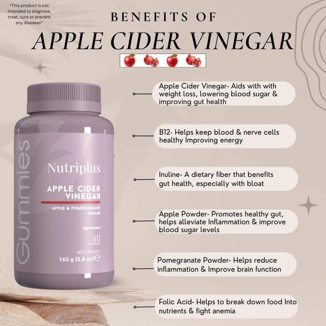 FARMASI Nutriplus Gummies – Apple Cider Vinegar 60 Gummies 5.8oz(FREE SHIPPING)