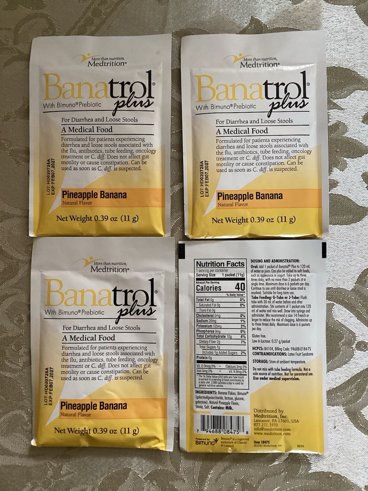 Banatrol Plus Oral Supplement Pineapple Banana 11 Gram Packets – Qty: 4 Packets