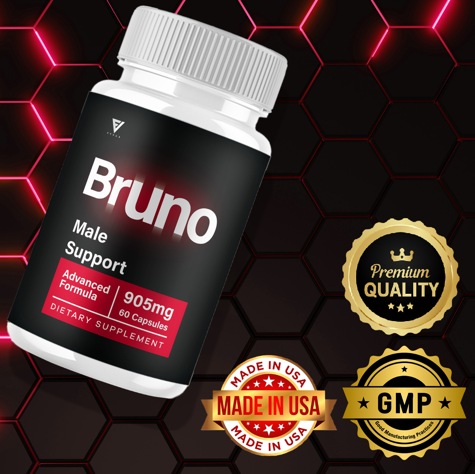 (5 Pack) Bruno Maximum Performance Supplement Bruno Premium Pills (300 Capsules)