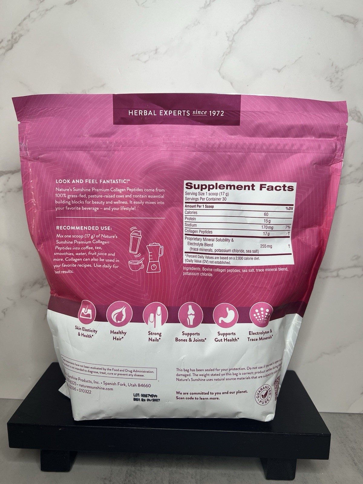 Nature’s Sunshine Collagen Peptides Unflavored Grass Fed 18 oz Exp 04/2027