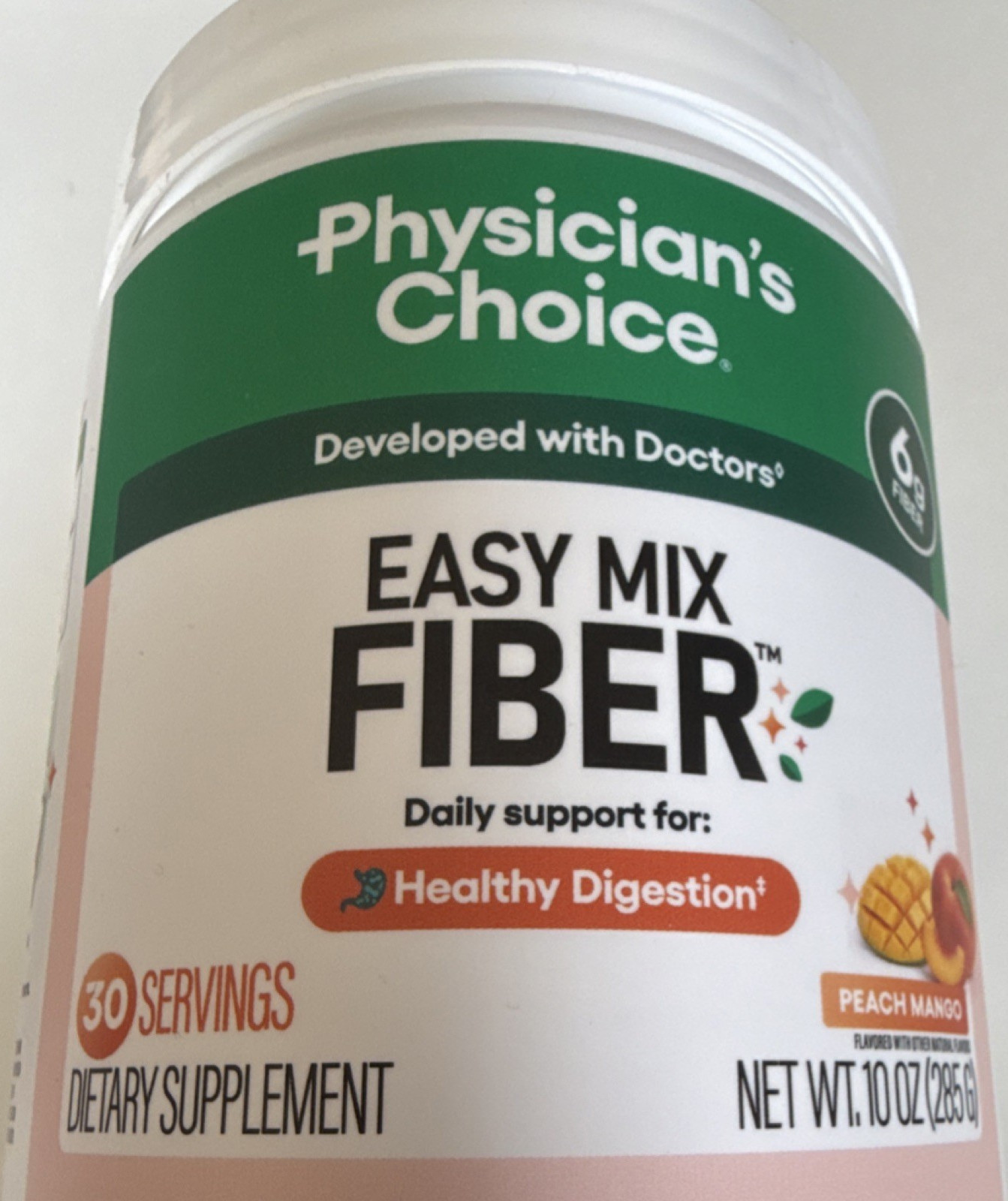 Physician’s Choice Fiber Powder Peach Mango Soluble Corn Guar Healthy Digestion
