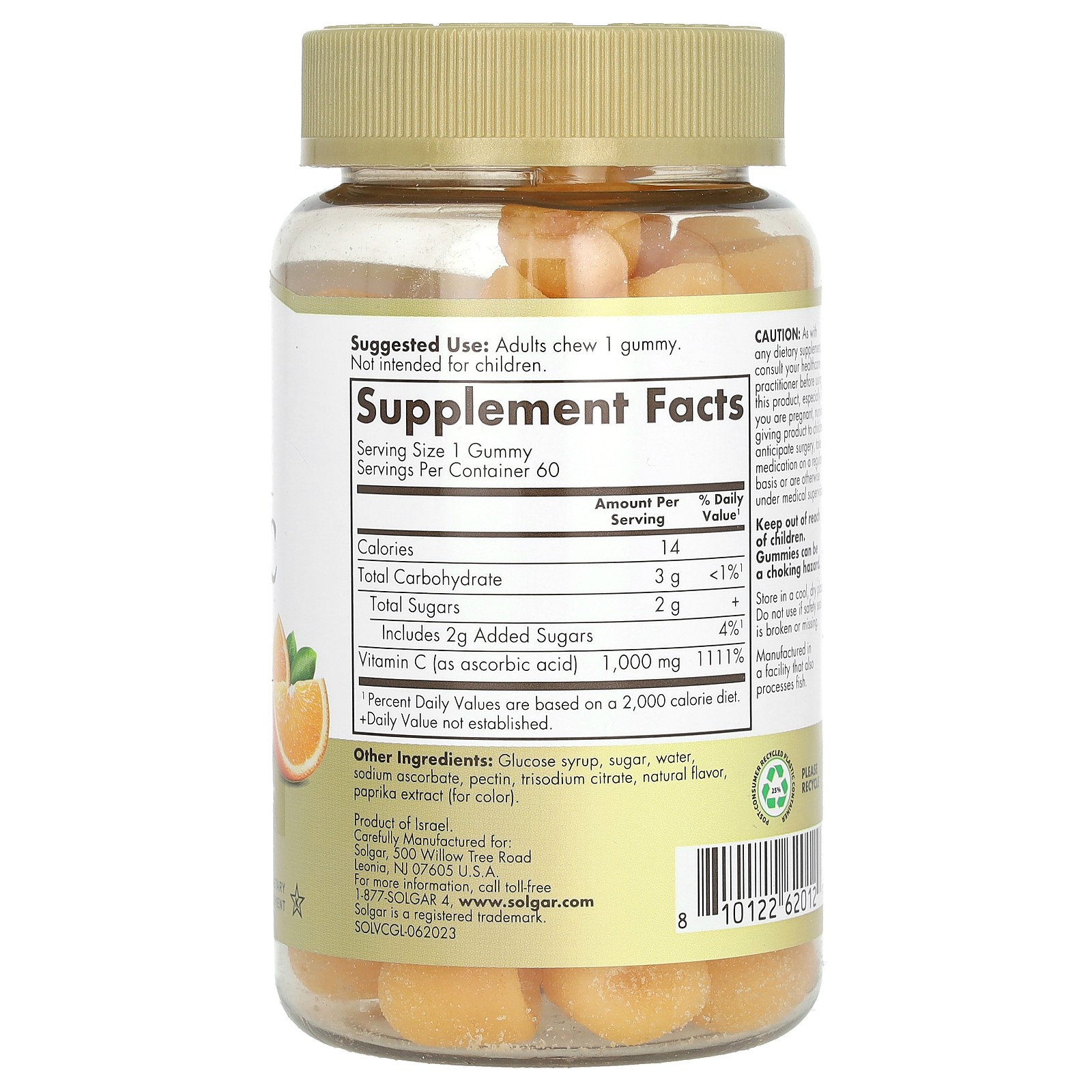 Ultra Potency Vitamin C Gummies, Tart Orange, 1,000 mg, 60 Gummies