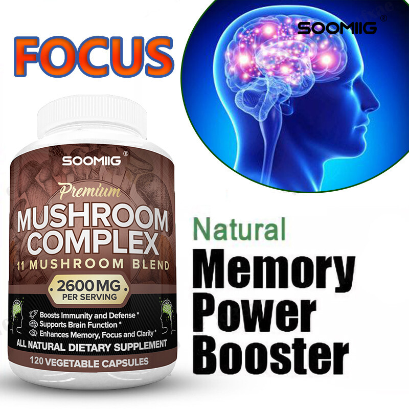 Mushroom Complex 120 Capsules Improve Memory Immune Focus Health Brain Support