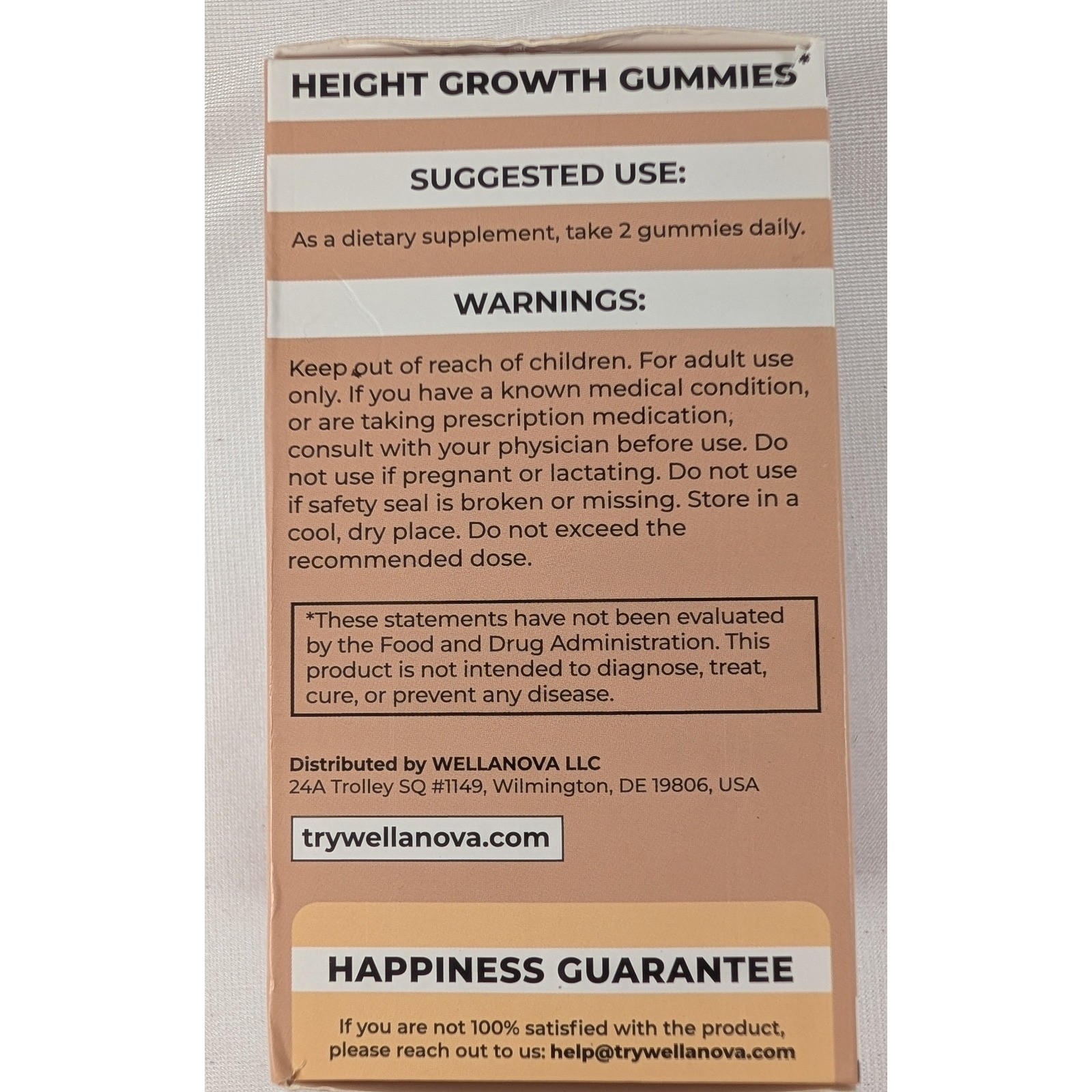 Wellanova Height Growth Gummies Watermelon 60 Count Vegan Vitamin D3 K2 Calcium