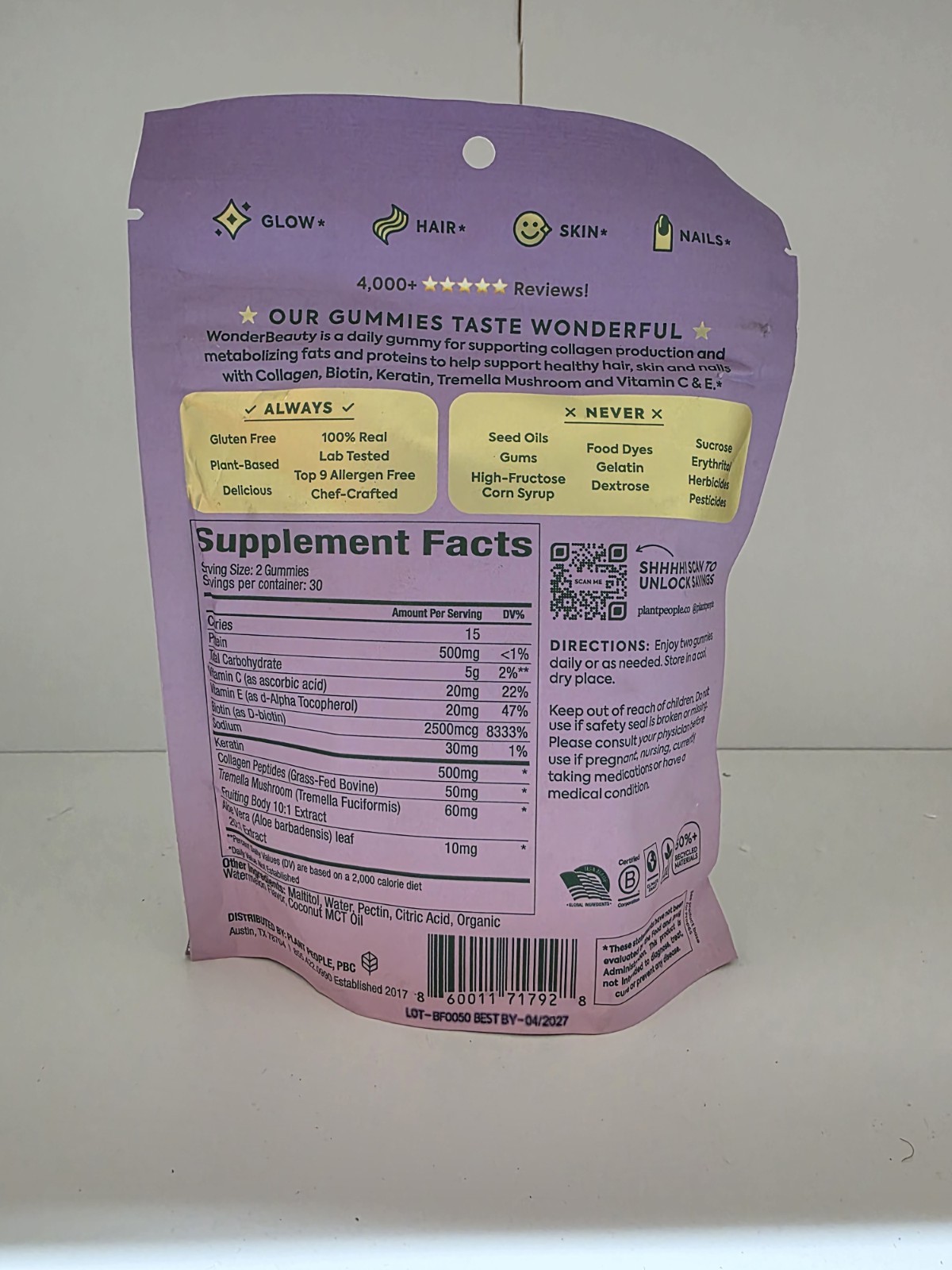 Hair Skin & Nails Plant People – Wonder Beauty Rejuvenation Gummies 60 Gummies