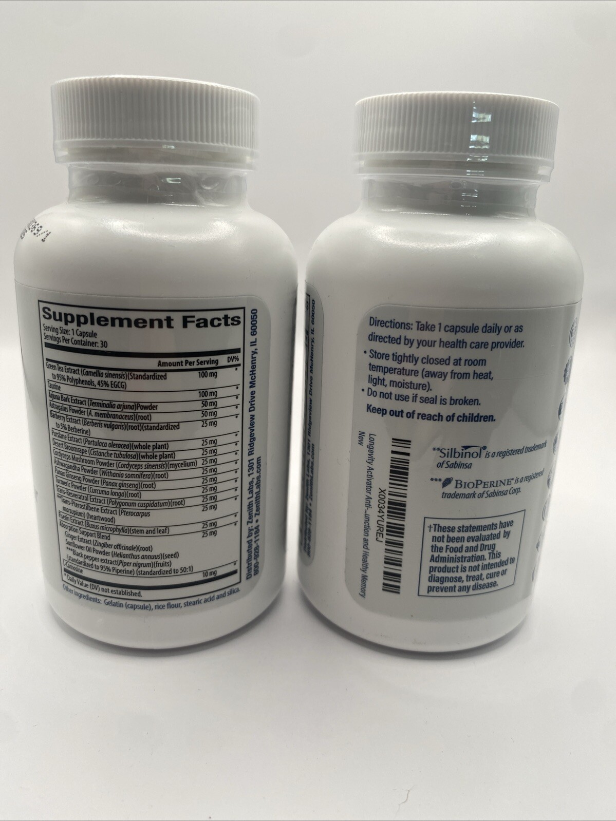 Zenith Labs Longevity Activator New/Sealed Expiration- 10/2025 (2 BOTTLES!)