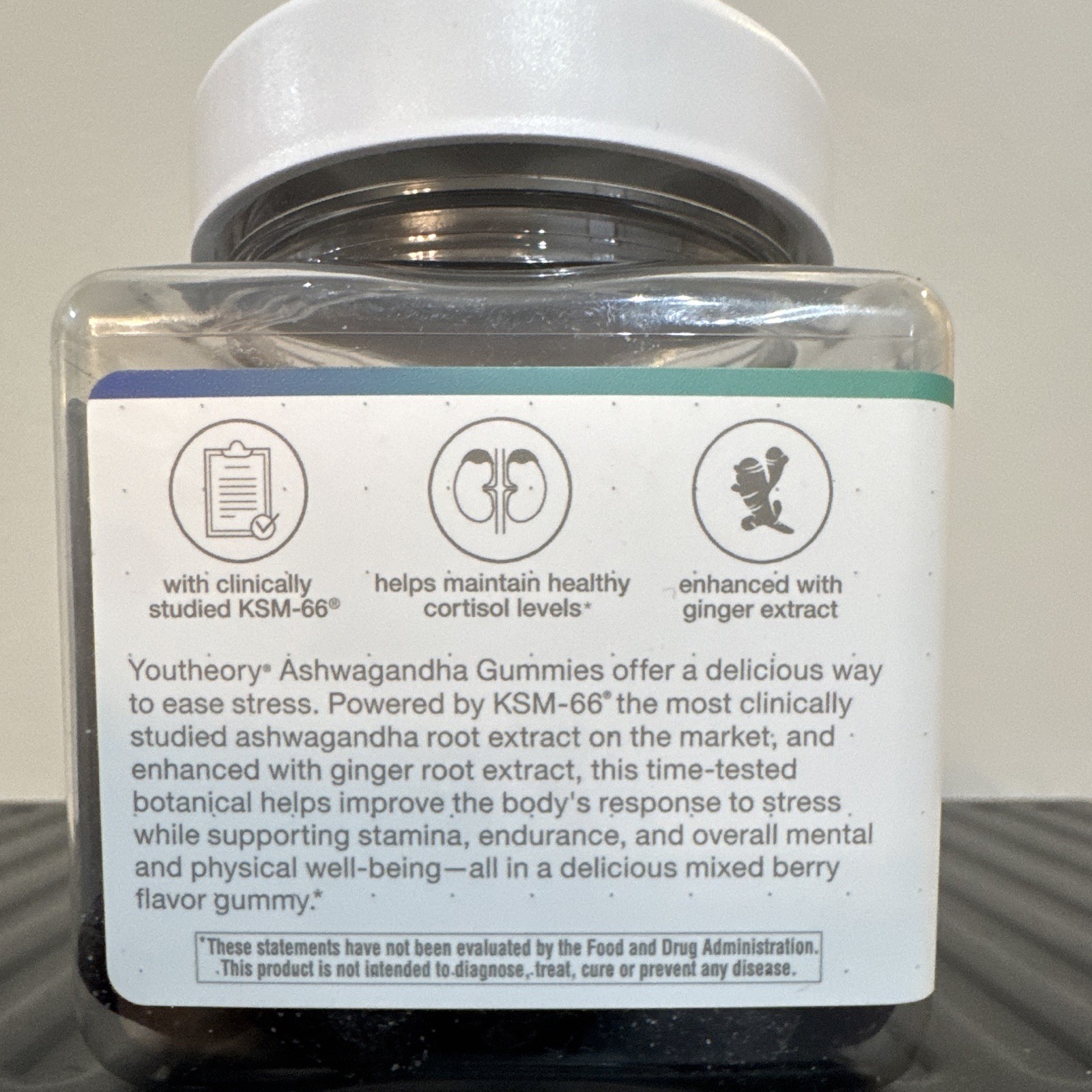 youtheory Ashwagandha Gummies KSM-66 + Ginger Stress Support Mixed Berry 60