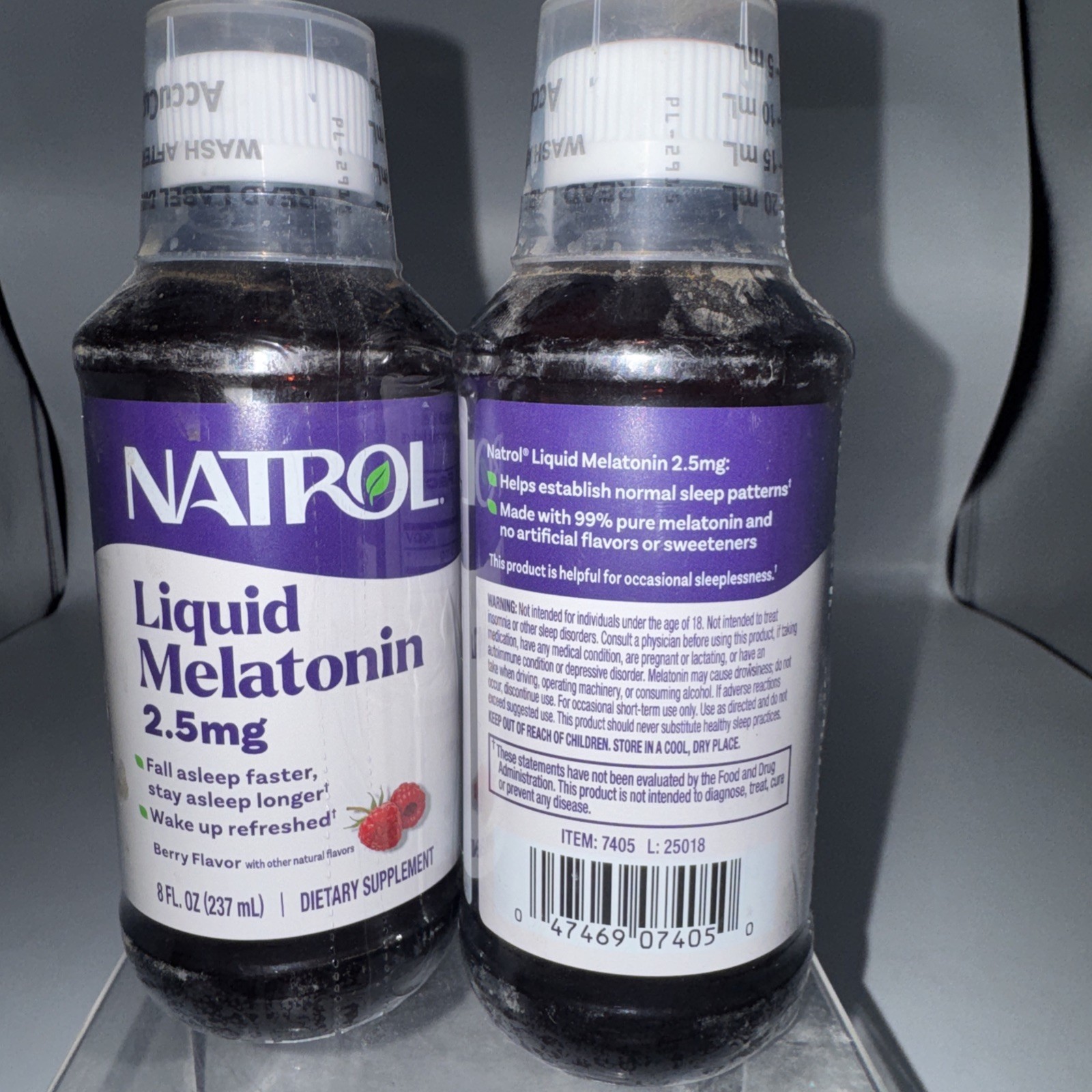 Lot of 2 Natrol Melatonin 2.5mg Liquid Sleep Aid Supplement 8oz Exp 04/27