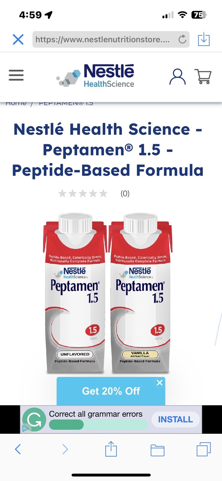 Peptamen 1.5 Nestle Nutrition Complete Formula – 8.45 fl oz 
