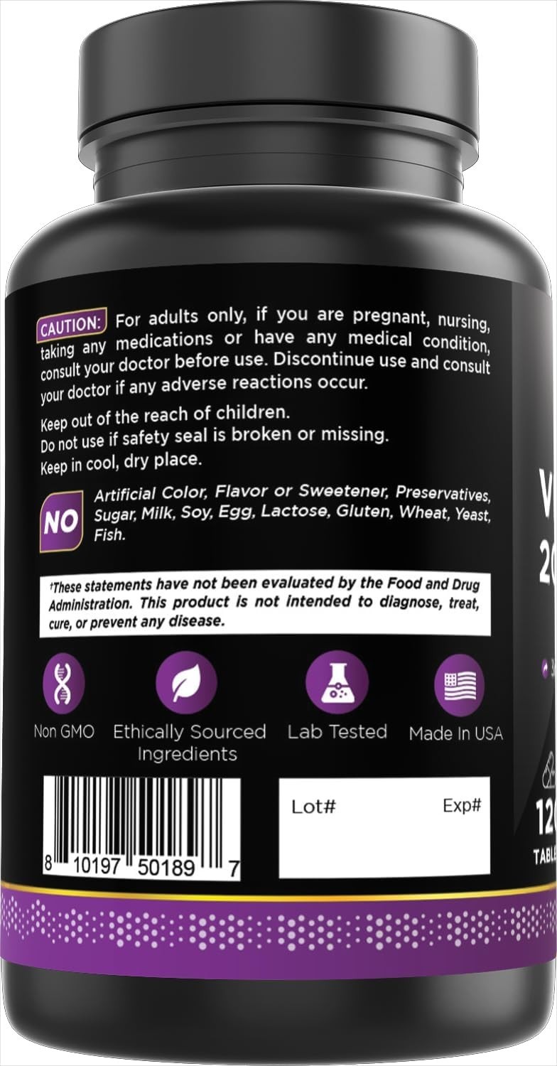 Oxify Vitamin B-6 (Pyridoxine) 200 mg, 120 Tablets, Made in USA