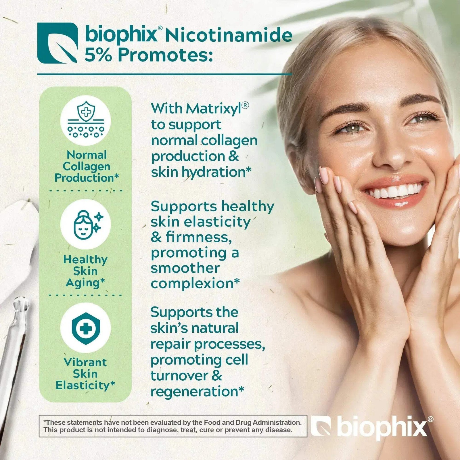 Nicotinamide Age-Defying Liquid Serum 2 oz Hyaluronic Acid Matrixyl Skin Support