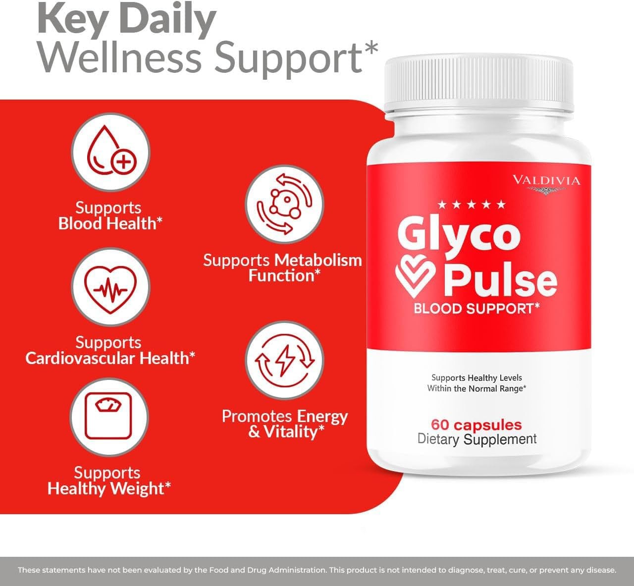 Valdivia GlycoPulse 60 Capsules Blood Sugar Support Supplement Made in USA