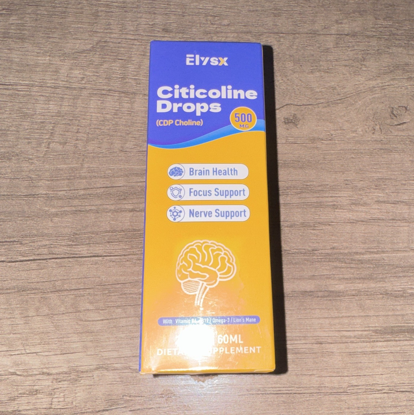 Elysx Citicoline (CDP Choline) Drops 500mg Brain Health Focus Nerve 60mL