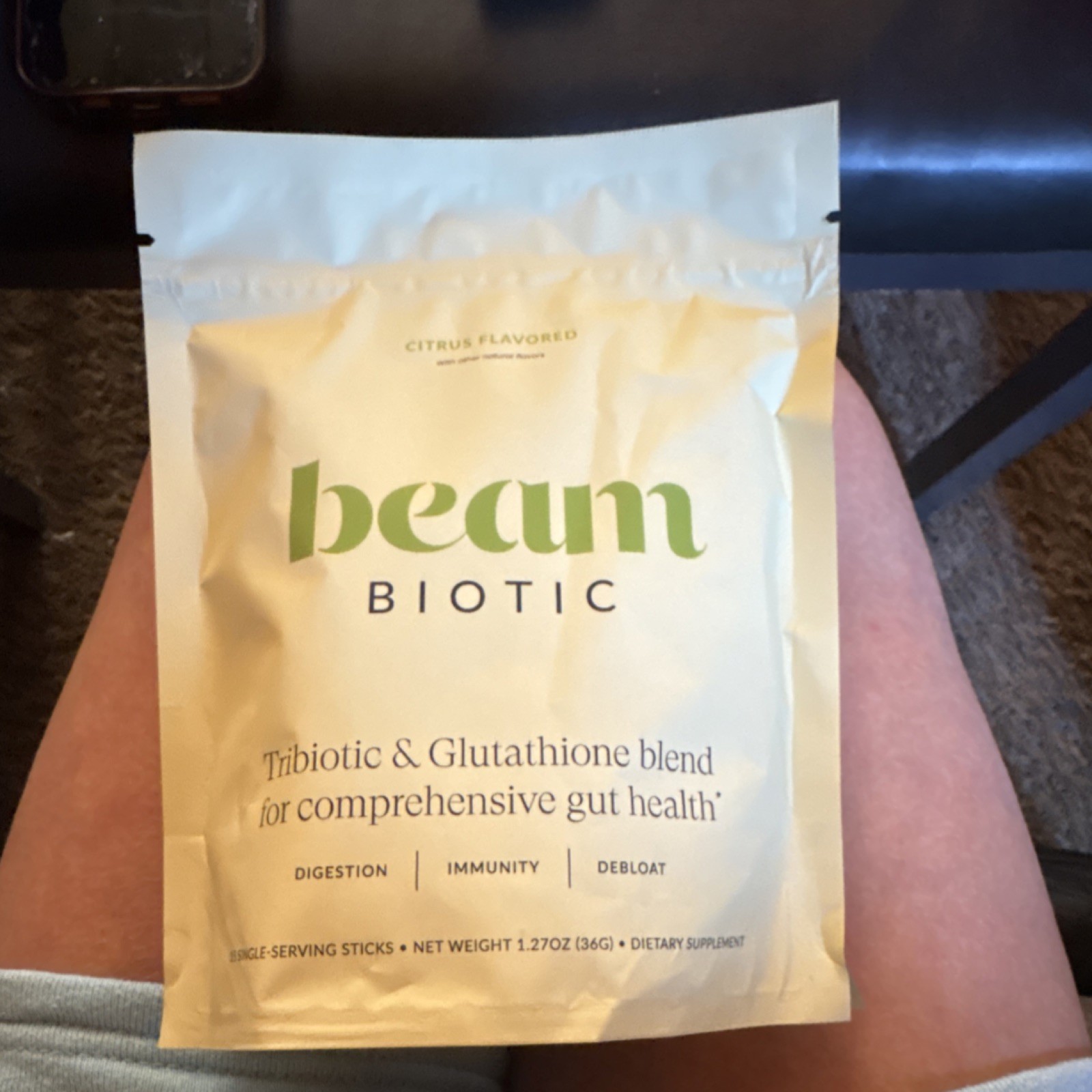 beam Biotic Probiotic Citrus Powder Sticks Digestive/Immune Support 36g GF