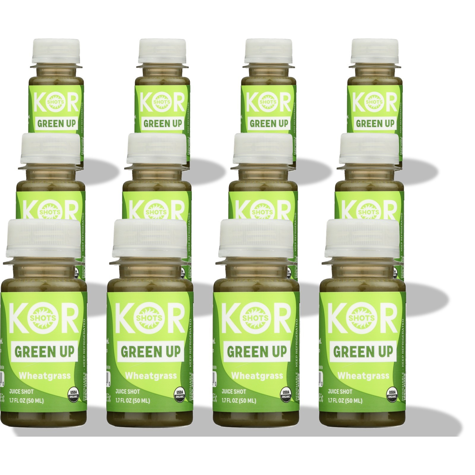 Organic Kor Wheatgrass Juice Shot Green Up 1.7 Fl Oz Powder 12 Pack