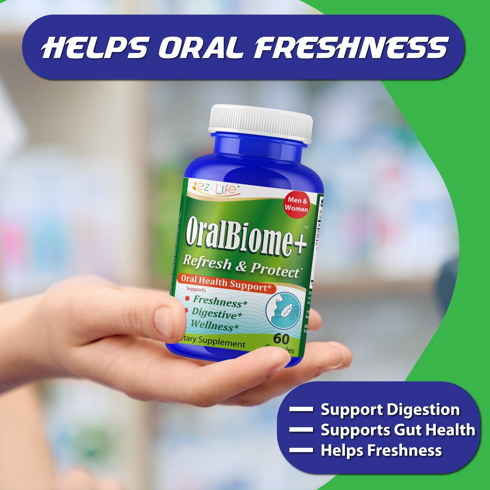 Oral Probiotics for Mouth Bad Breath for Adults-Fresh Breath 60 Capsules