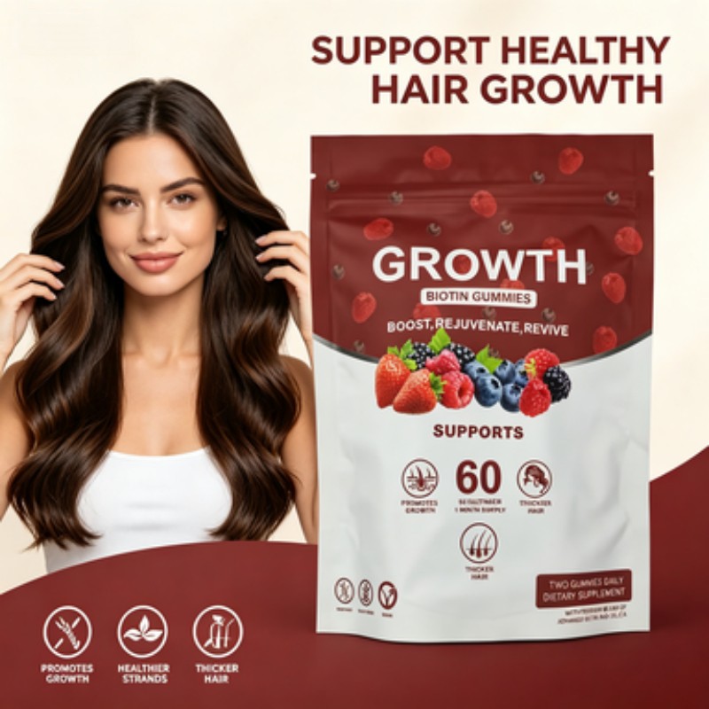 Hair Growth Gummies – Biotin Vitamins Plant Extracts, Supports Health