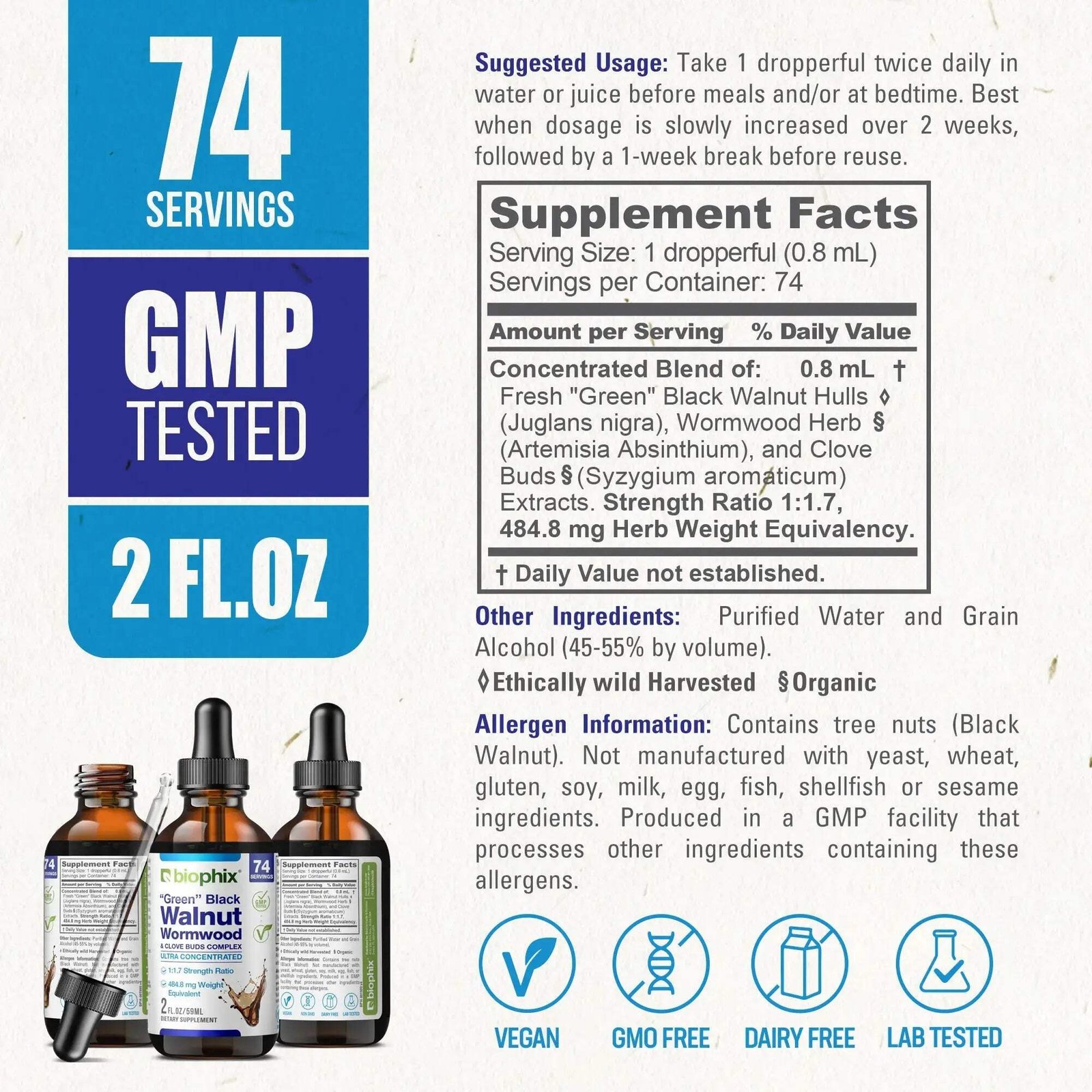 Biophix Fresh Green Black Walnut Extract 60 ml 2 oz