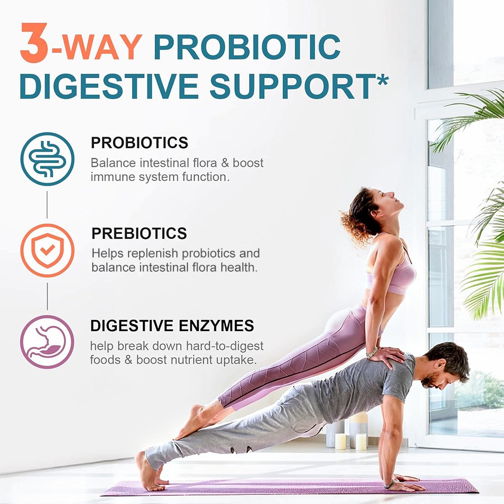 Probiotics 120 Billion CFUs 18 Strains 3 Prebiotics Digestive Enzymes For Unisex