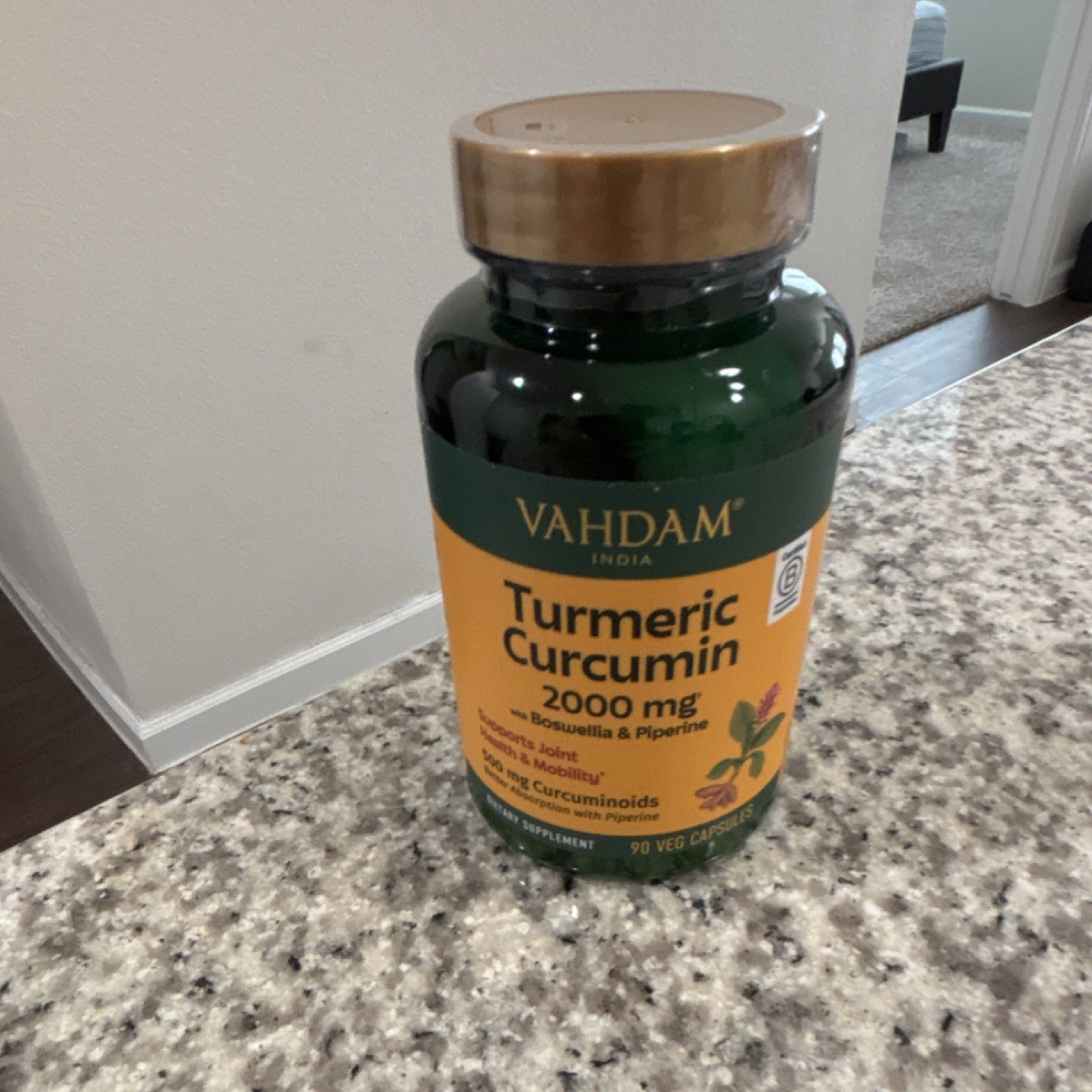 VAHDAM Turmeric Curcumin 2000mg w/ Boswellia & Piperine 90 Veg Capsules