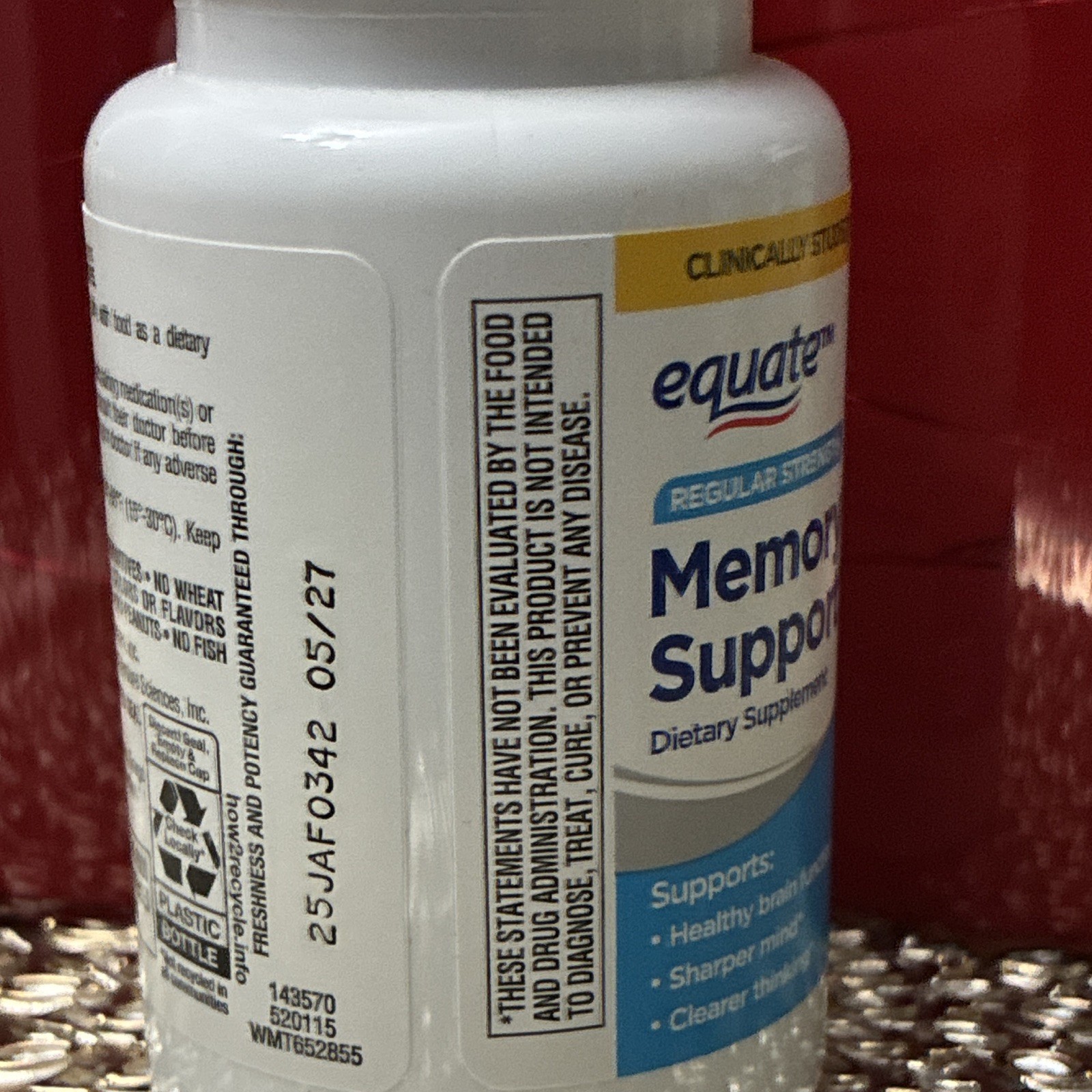 Equate Regular Strength Memory Support Capsules Gluten-Free 30 Count Exp 05/27
