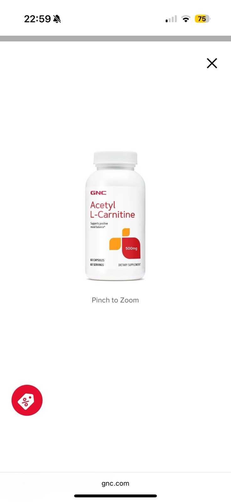 GNC Acetyl-L-Carnitine 500mg | Supports Positive Mood Balance | 60 Count