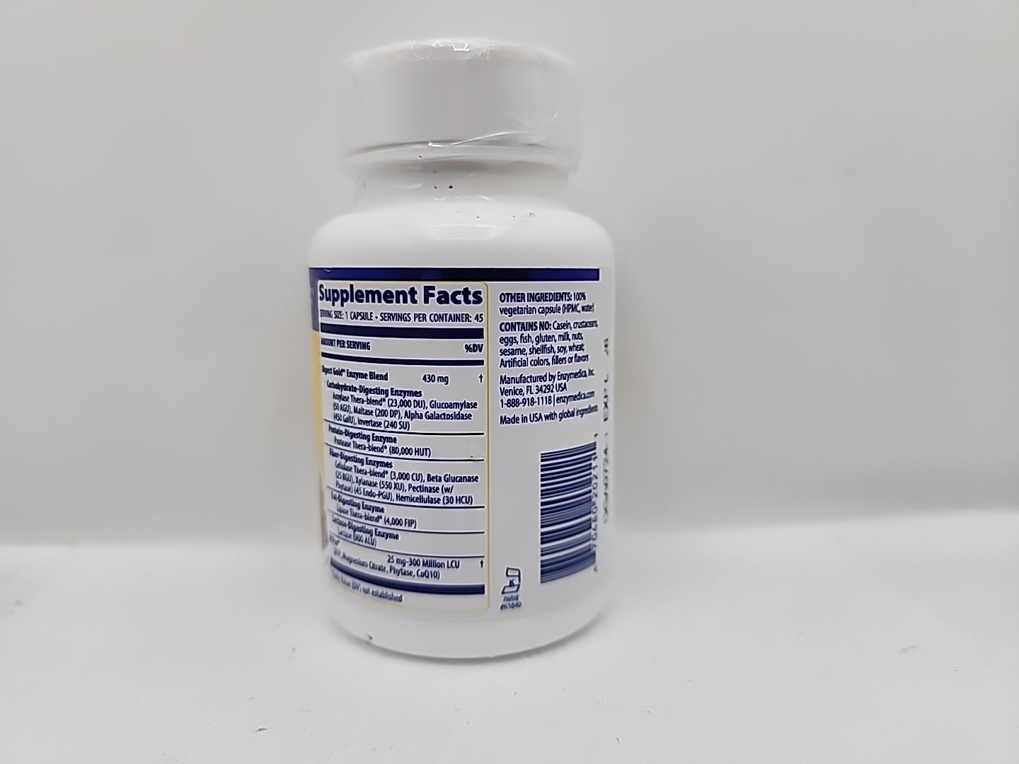 Enzymedica Digest Gold Maximum Strength Vegan Kosher Enzyme Capsules 45 Ct 8/26