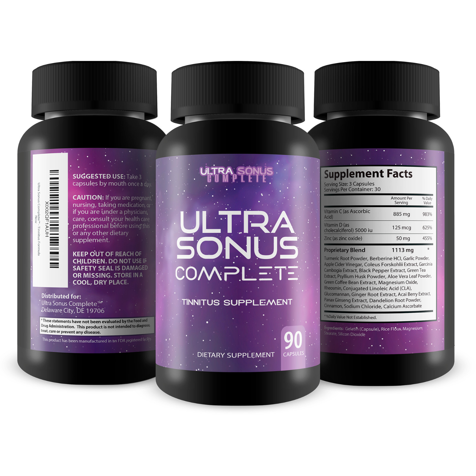 Tinnitus Supplement – Garlic Turmeric Vitamin C Max Formula – Ear Ringing
