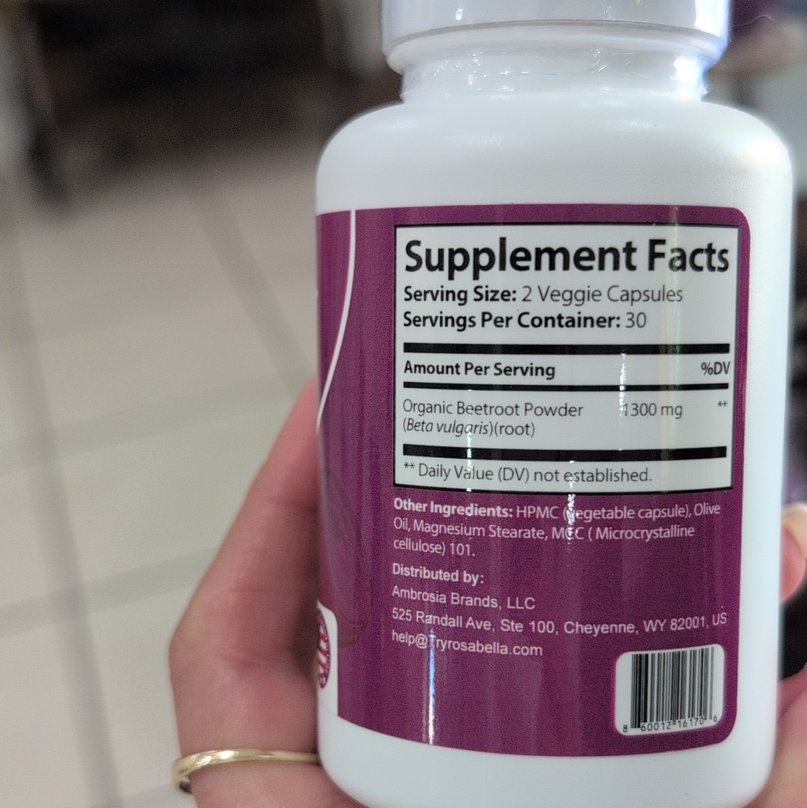 2pc/Rosabella Organic Beetroot Capsules 1300mg, 60 Veggie Caps, Exp 03/2028