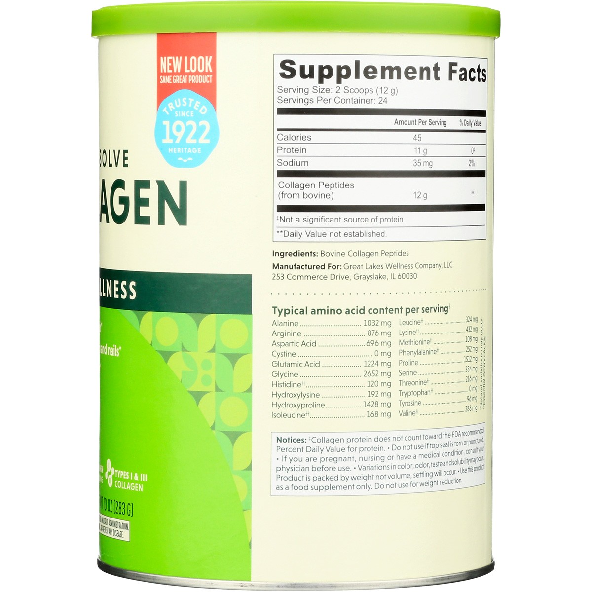 Collagen Peptides Powder By Great Lakes Wellness 10 Oz 283 Grams 1 Pack