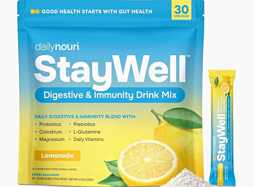dailynouri StayWell Digestive & Immune Support Drink Mix Lemonade 30 Sticks