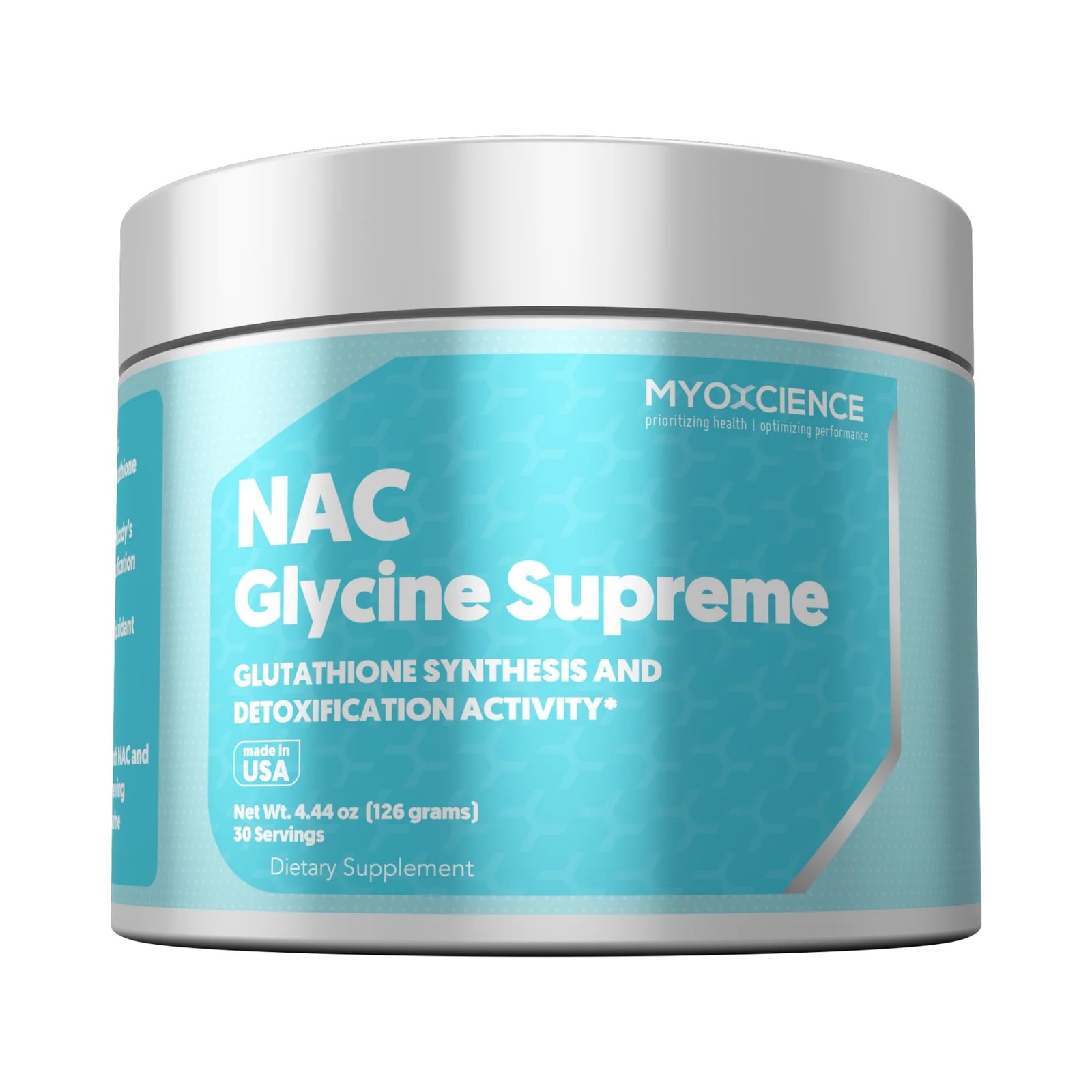 MYOXCIENCE NAC Glycine Supreme | N-Acetyl-L-Cysteine, 4.44 Ounce (Pack of 1)