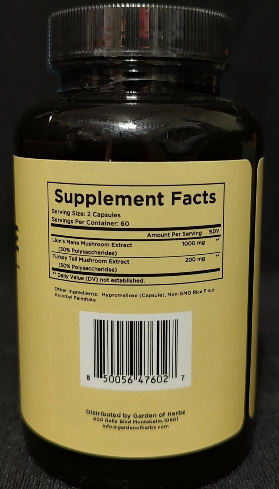 Lion’s Mane Turkey Tail Mushroom Extract Garden Herbz Dietary Supplement