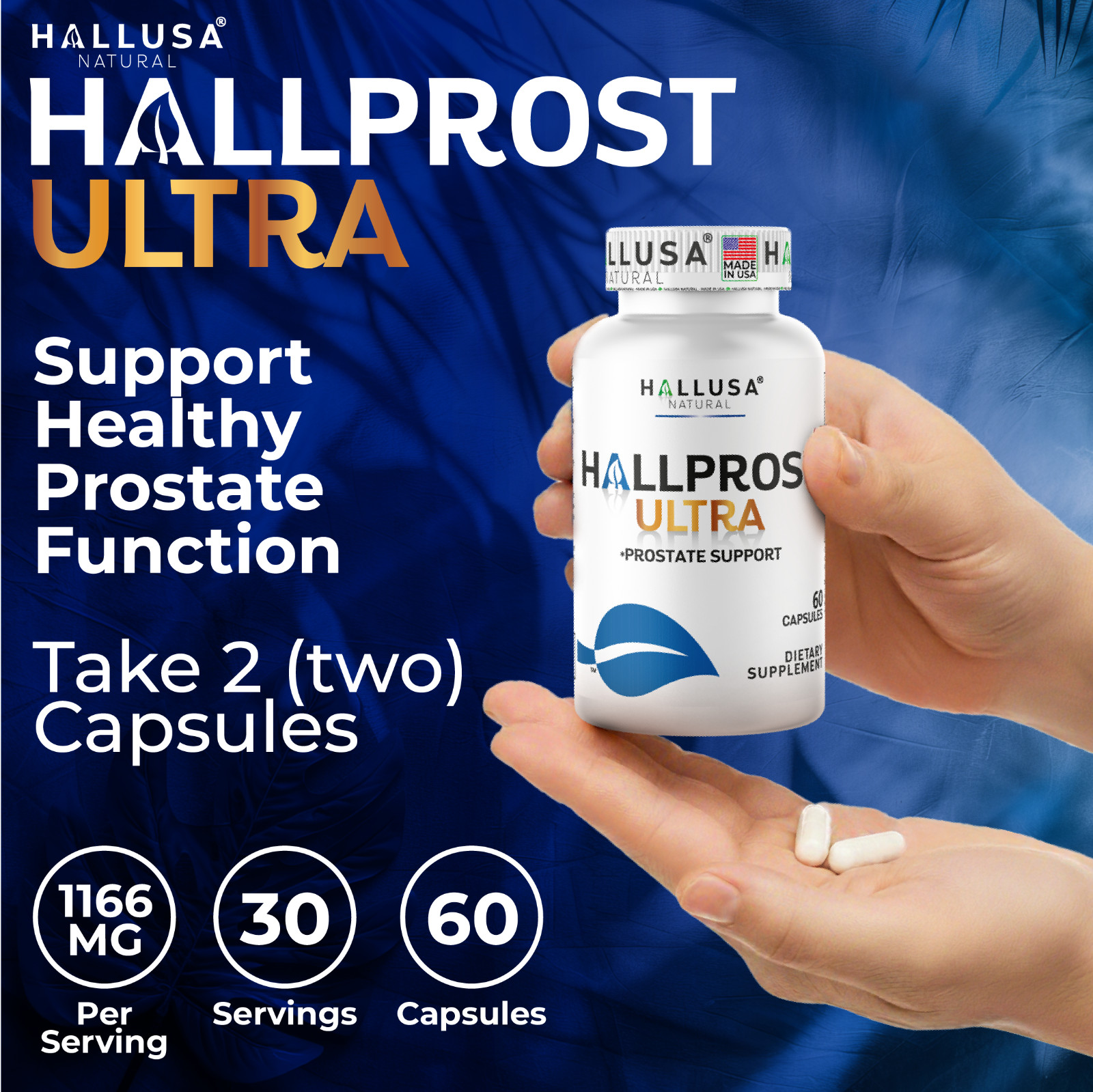 HALLPROST ULTRA – Inflamed Prostate, Prostatitis, BPH, Urinary Function, 60 Caps