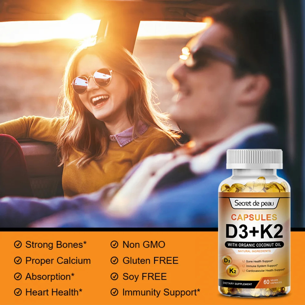 Vitamin D3 + K2 5000 IU Capsules – 120 ct, Immune & Bone Support