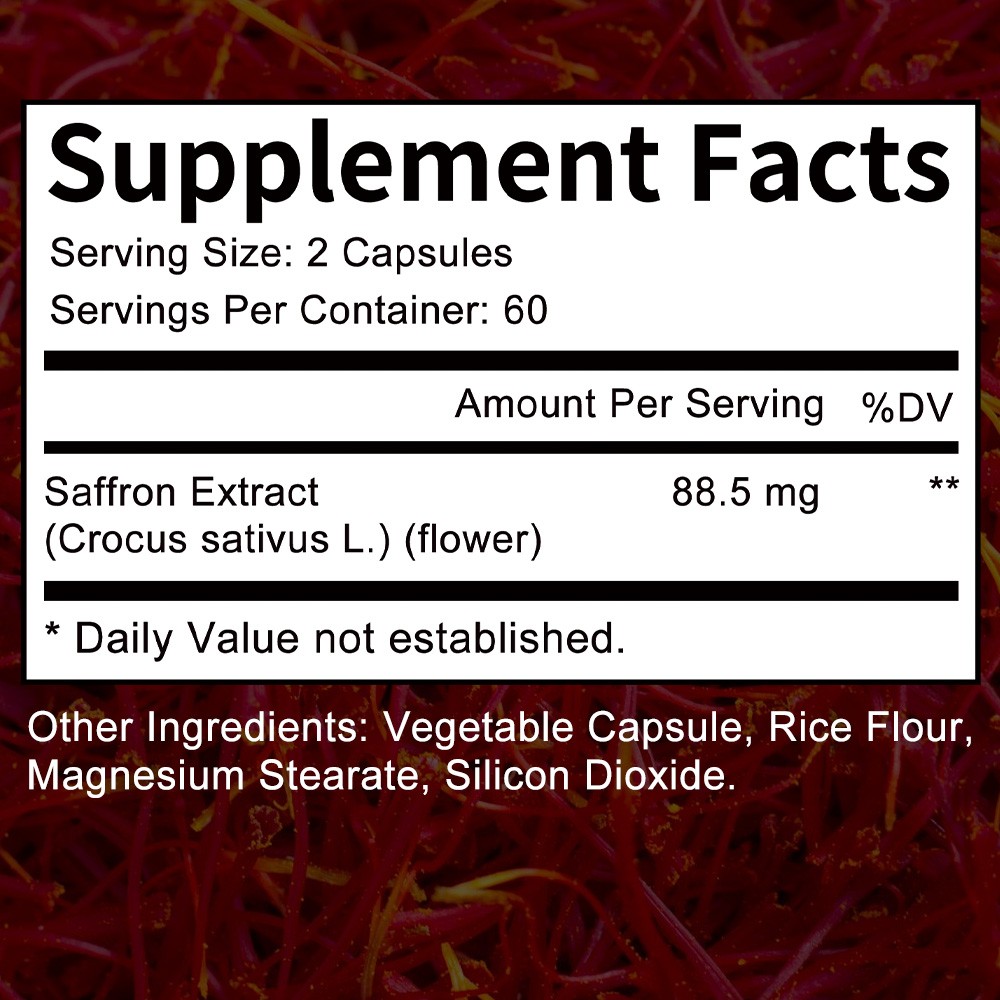 Saffron Supplements-30/60/120 Improve Mood & Vision & Focus Capsules Non-Gmo