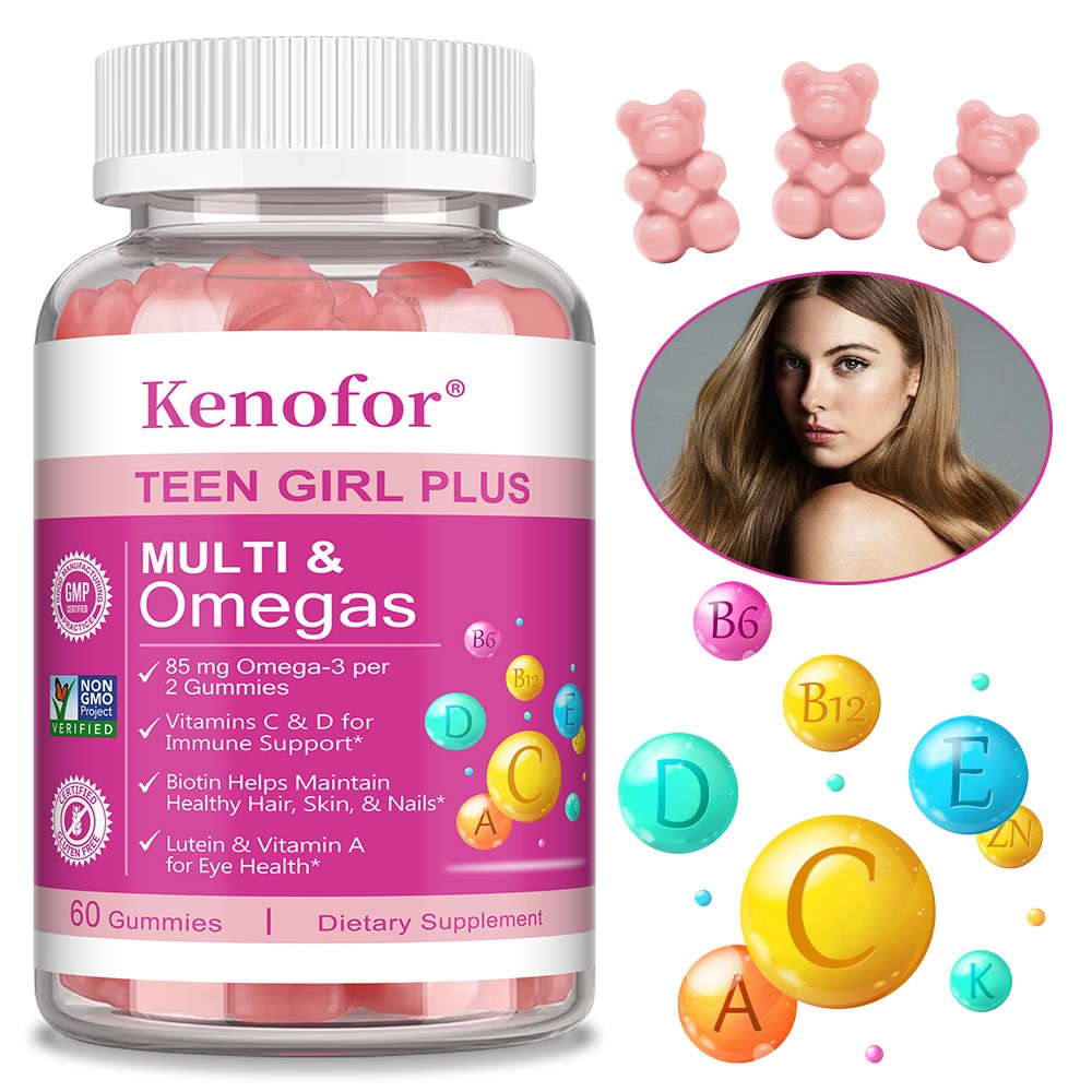 Teen Girl Multivitamin Gummies-With Omega-3, Biotin for Hair, Skin & Nails 60Pcs