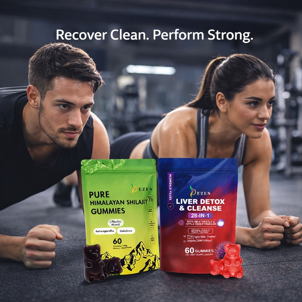DEZEN Shilajit Gummies and Liver Cleanse Detox Gummies Apple Flavor | Combo