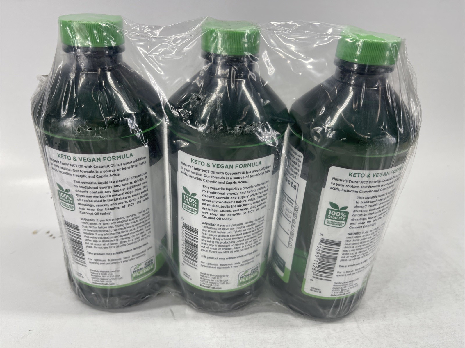 Lot of 3 Nature’s Truth MCT Oil Liquid 16 floz Coconut Oil Keto NoFlavor exp5/27