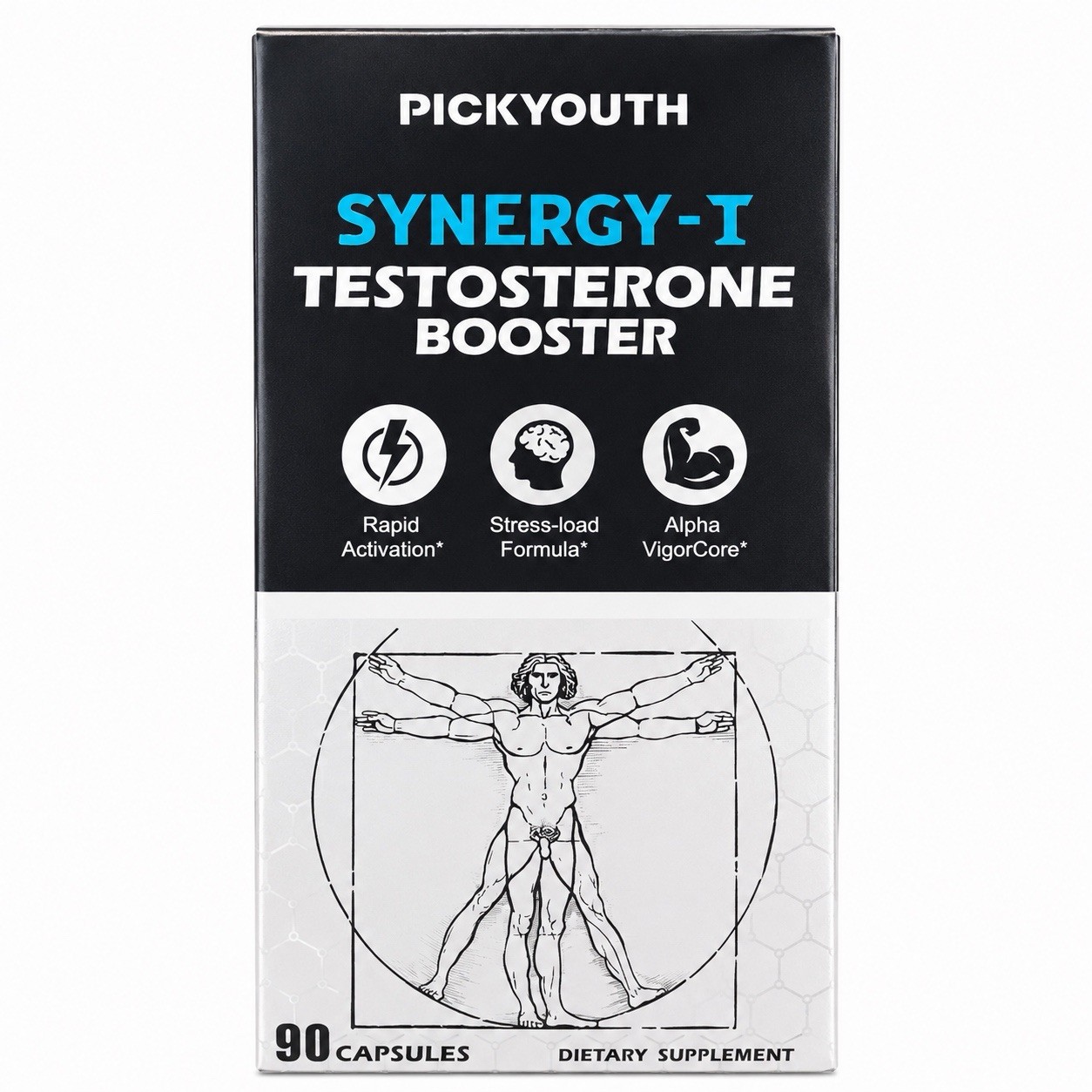 PICKYOUTH Synergy-T Men’s Vitality Supplement Testosterone Booster 90 Caps