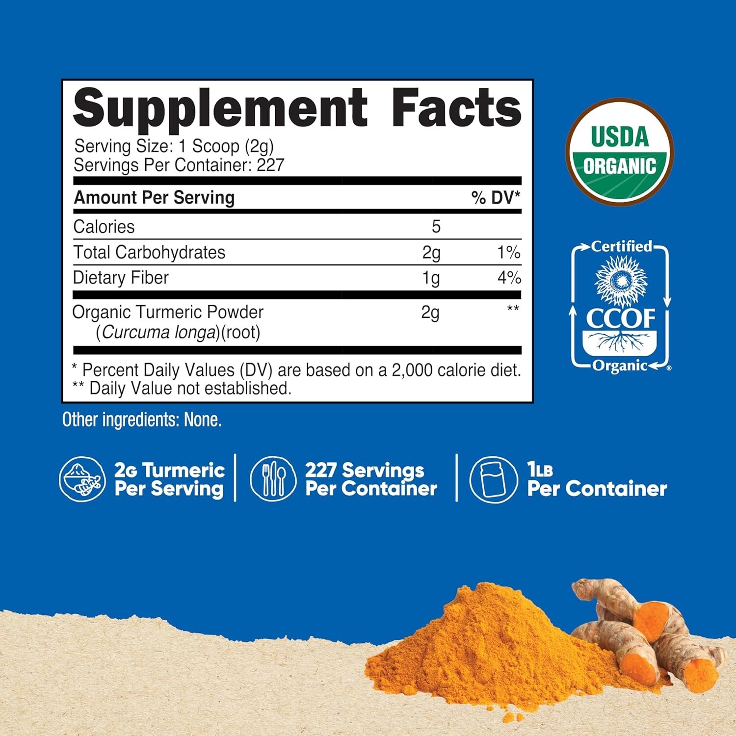 Nutricost Organic Turmeric Powder 1 LB (16oz) – Food Grade, Gluten Free, Non-GMO